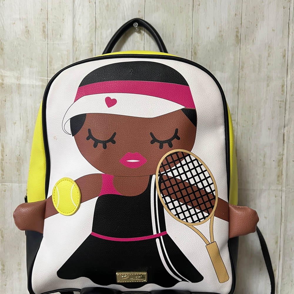 Betsey Johnson Tennis Design Backpack - Yellow, Black, White, Brown